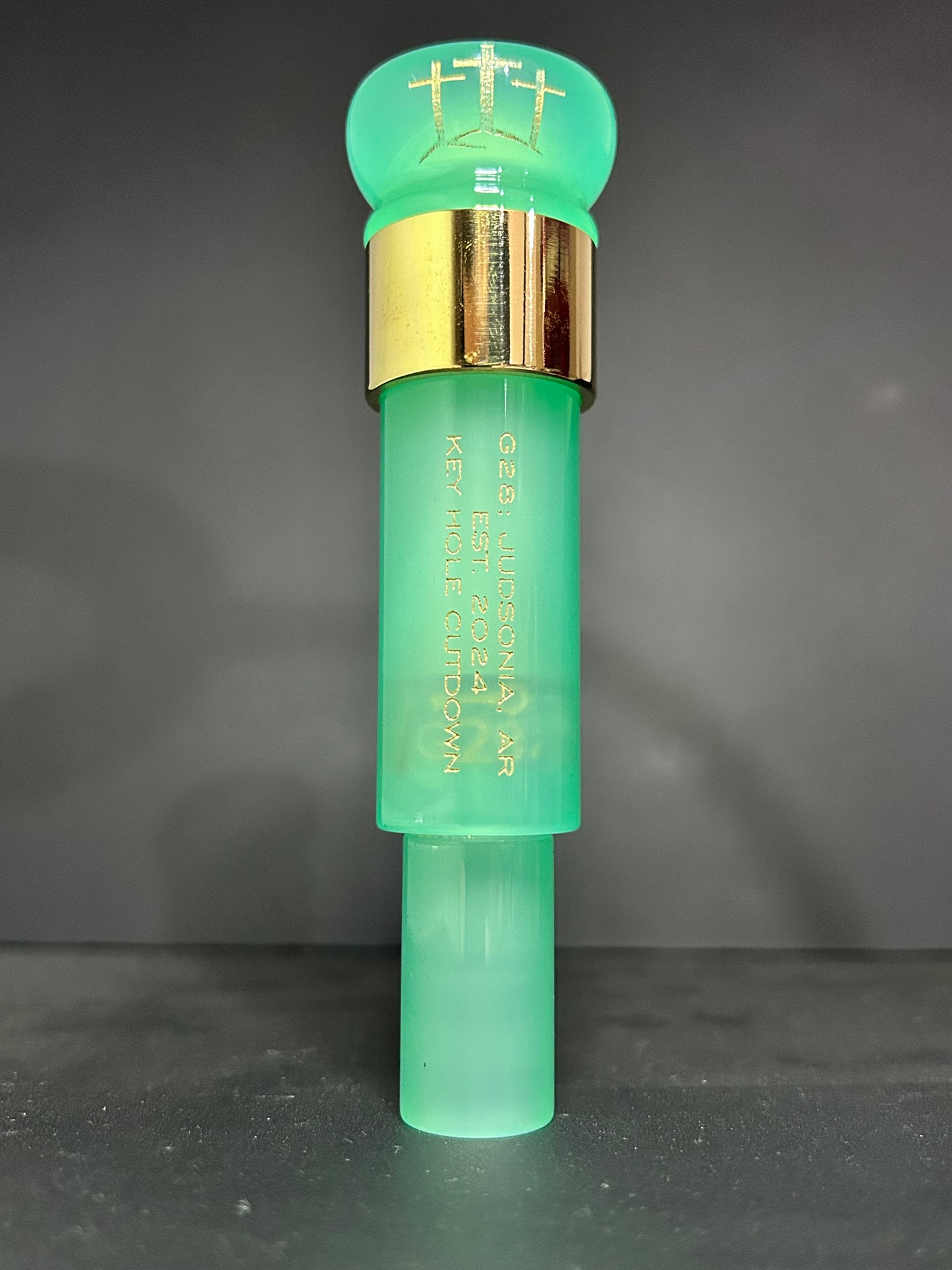 Jade with brass band polished acrylic keyhole