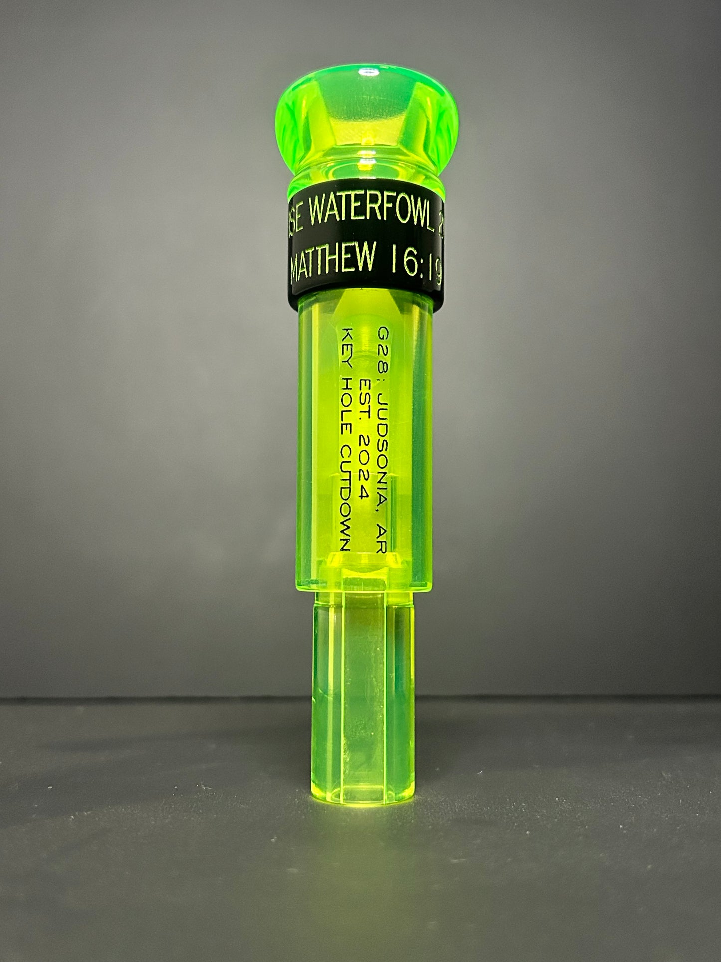 Flo Green and Black Band Acrylic Keyhole Polished
