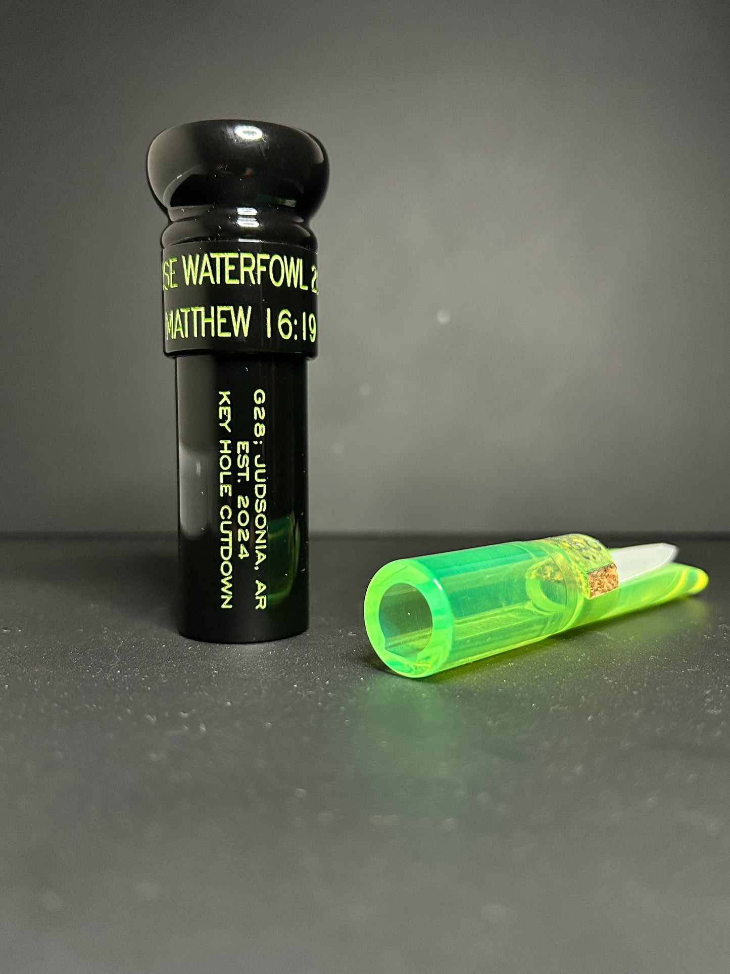 Black and Flo green acrylic keyhole