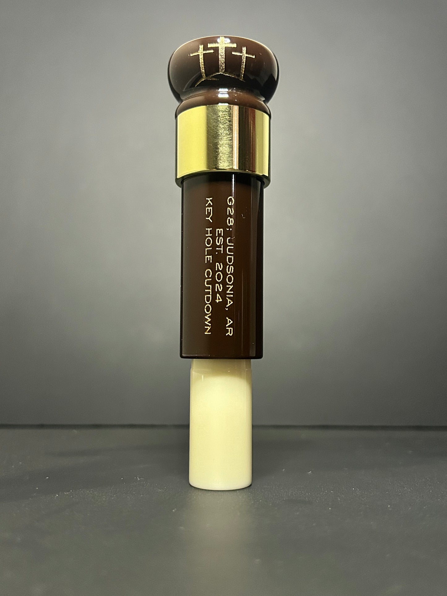 Brown, Ivory and Gold Acrylic Keyhole Polished