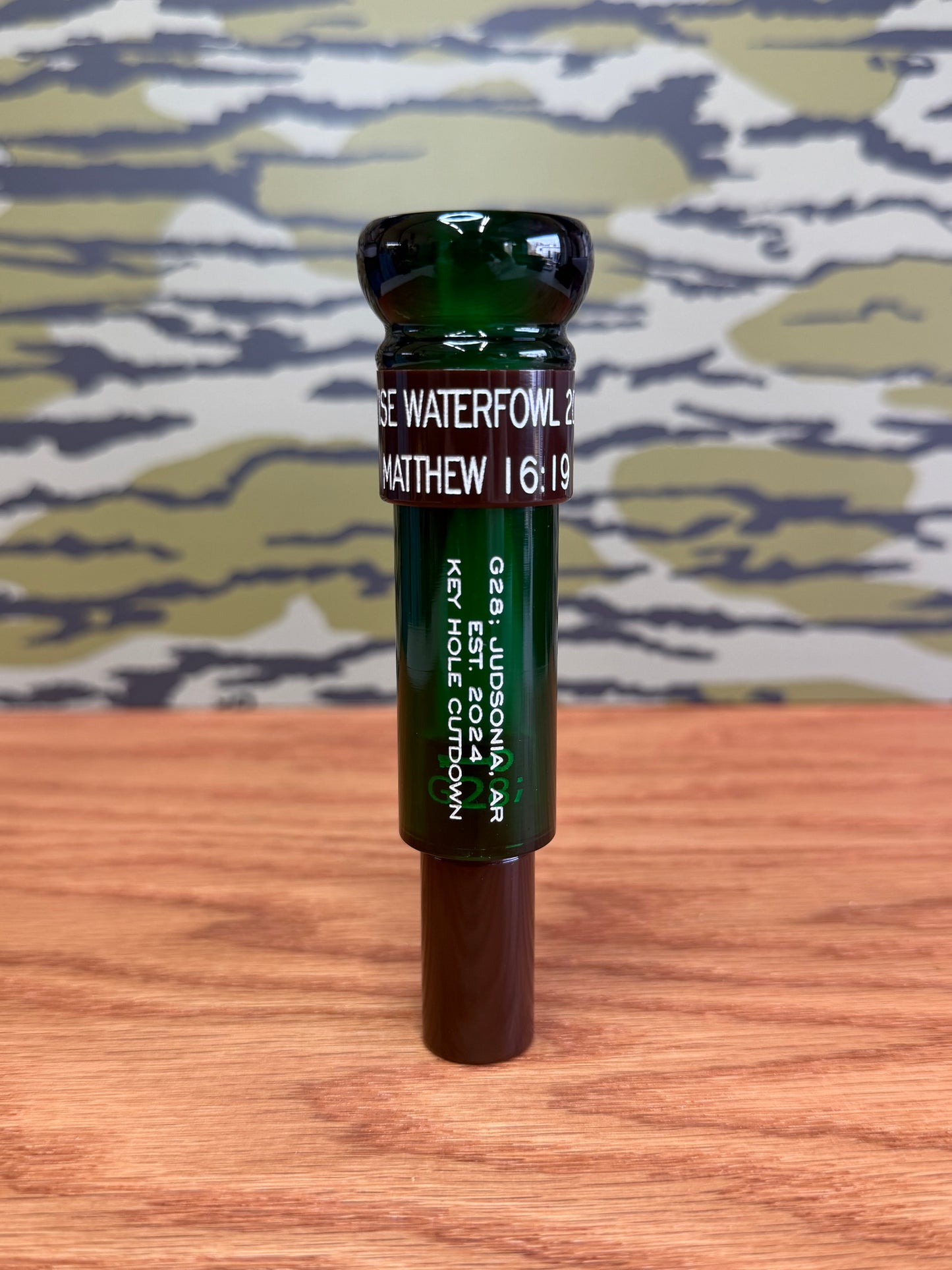 Acrylic Keyhole Cutdown Green and Brown Polished