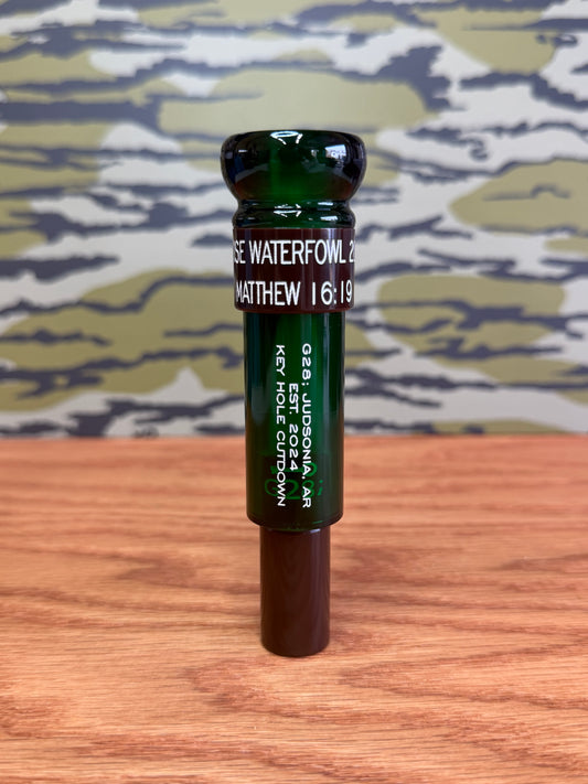Acrylic Keyhole Cutdown Green and Brown Polished