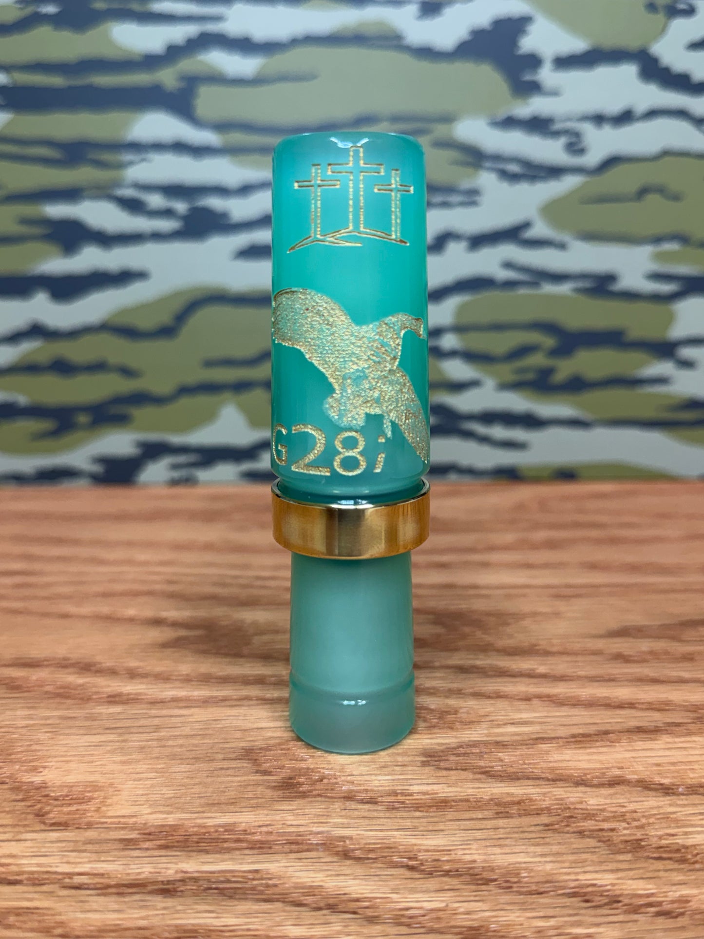 Jade and gold polished speck goose call