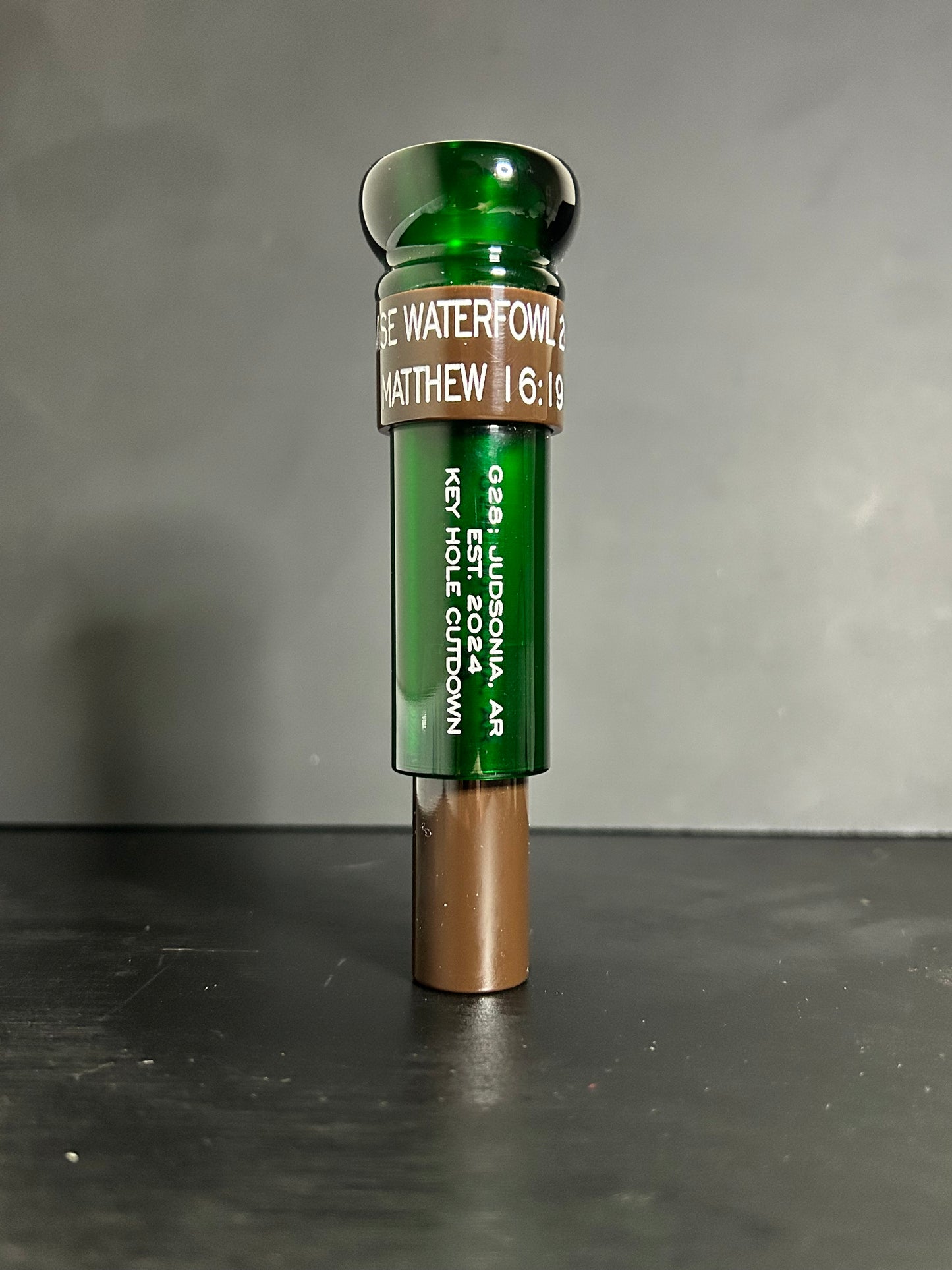 Acrylic Keyhole Cutdown Green and Brown Polished