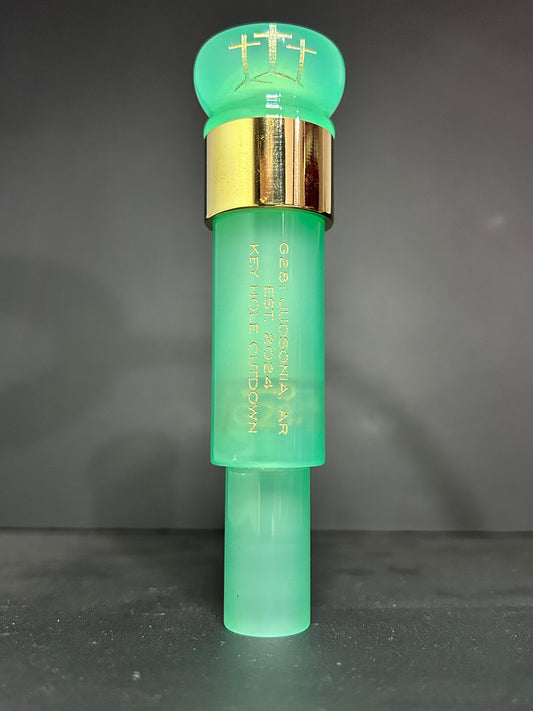 Jade with brass band polished acrylic keyhole