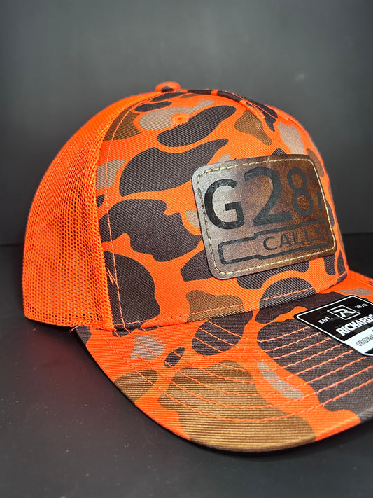 Blaze orange duck camo Richardson 112 G28; Calls hat