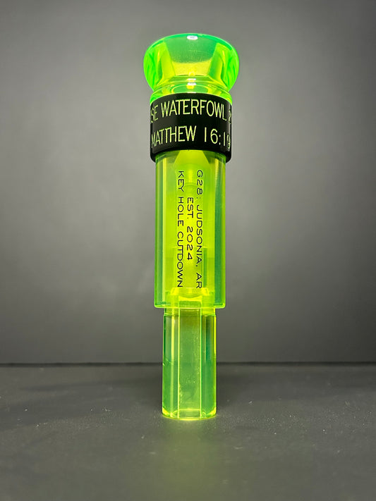 Flo Green and Black Band Acrylic Keyhole Polished