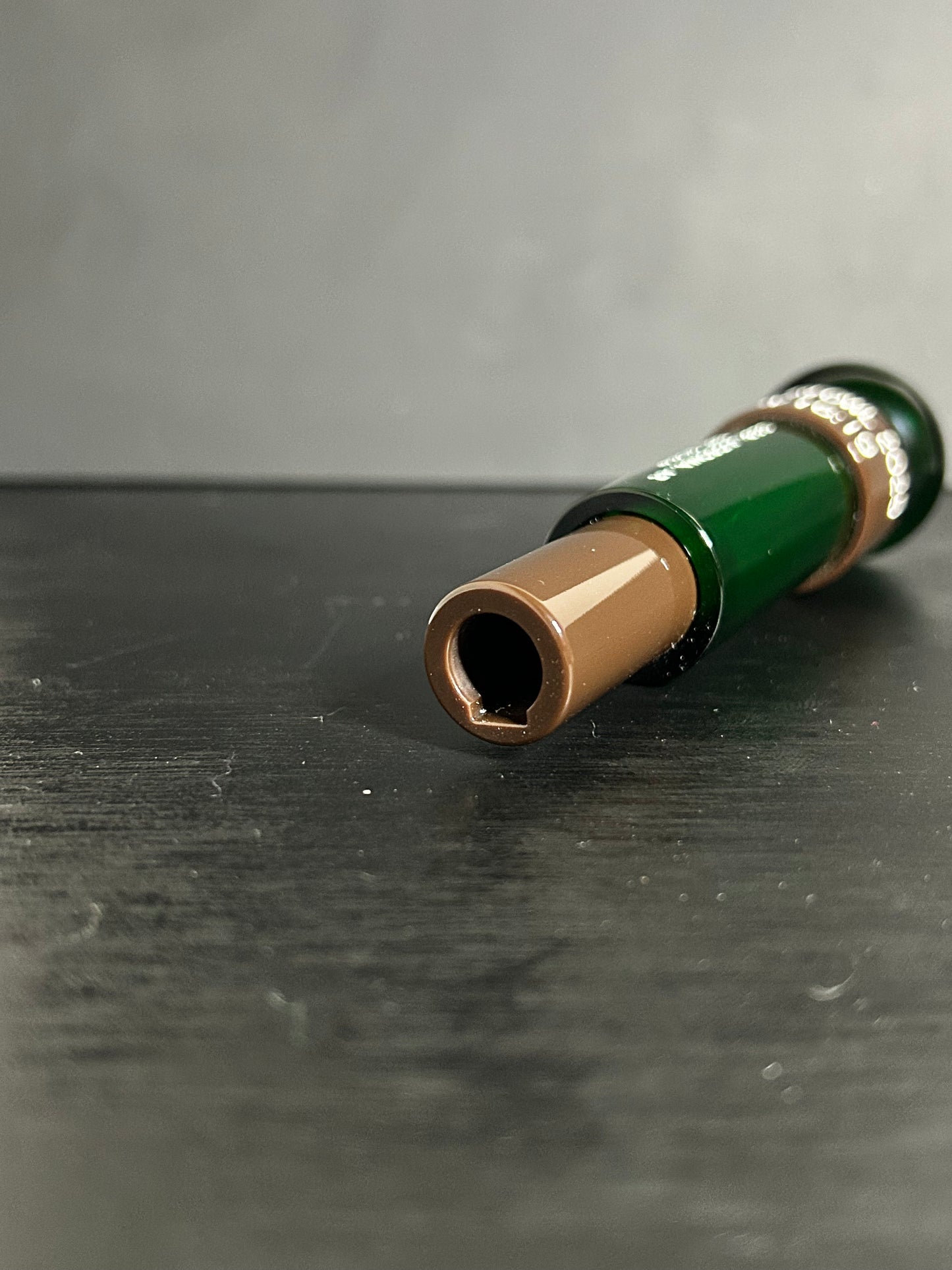 Acrylic Keyhole Cutdown Green and Brown Polished