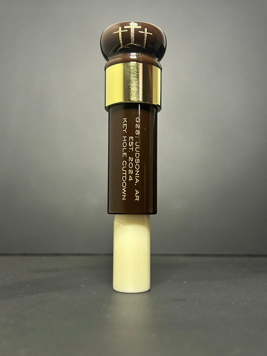 Brown, Ivory and Gold Acrylic Keyhole Polished