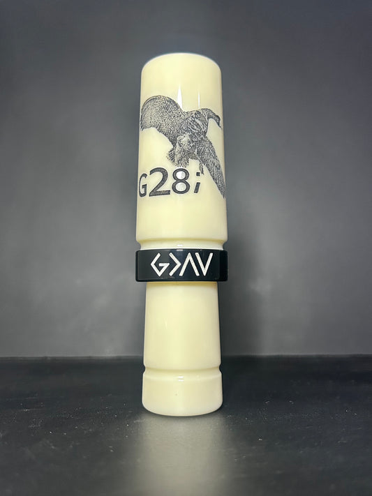 Ivory and black polished speck goose call