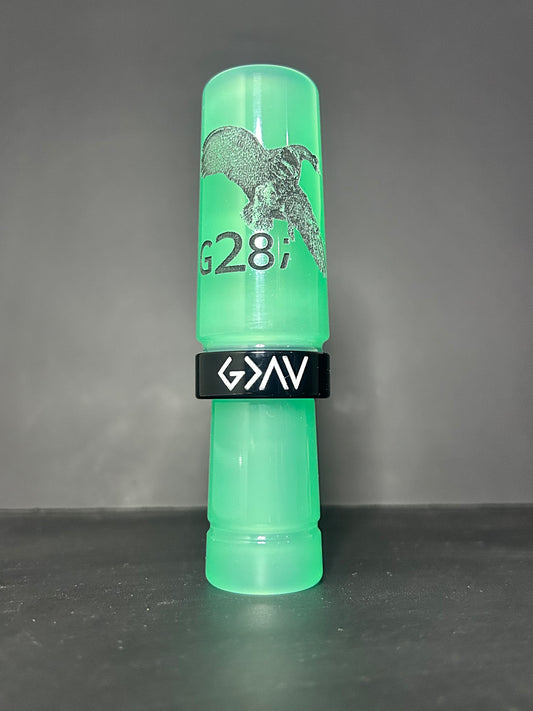 Jade and black polished speck goose call