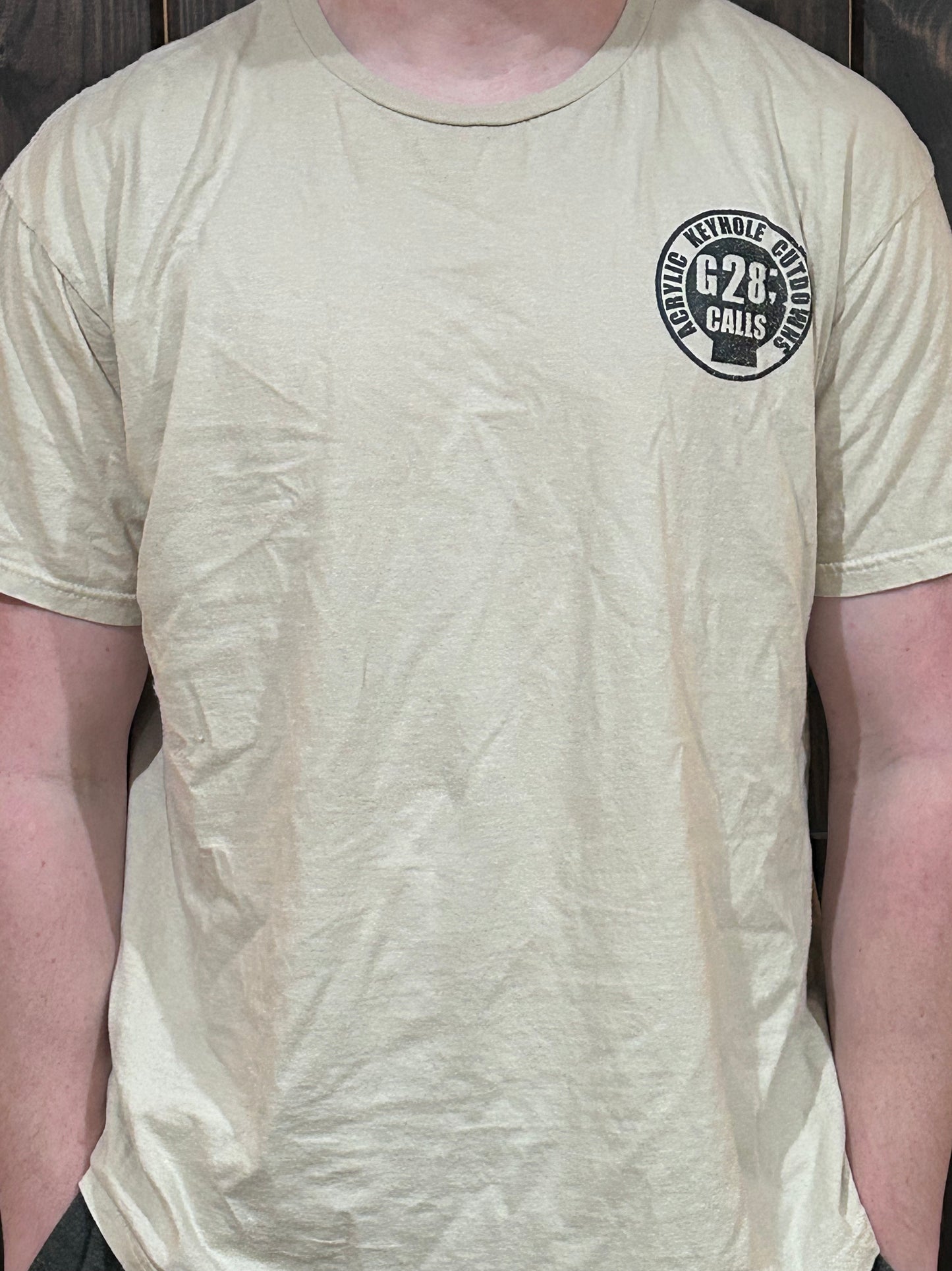 Tan G28; Acrylic Keyholes T shirt